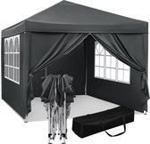 Tente Woltu Party - Pliable - EasyUp - Pavillon Extérieur - Garden Party - 3x3m - Imperméable - Résistant aux UV - Grijs