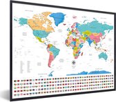 Fotolijst incl. Poster - Wereldkaart - Kleuren - Vlag - 40x30 cm - Posterlijst