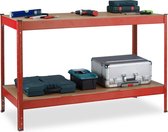 werktafel - 2 etages - verstelbaar - 300 kg per etage - 91 x 141 x 61 cm - staal