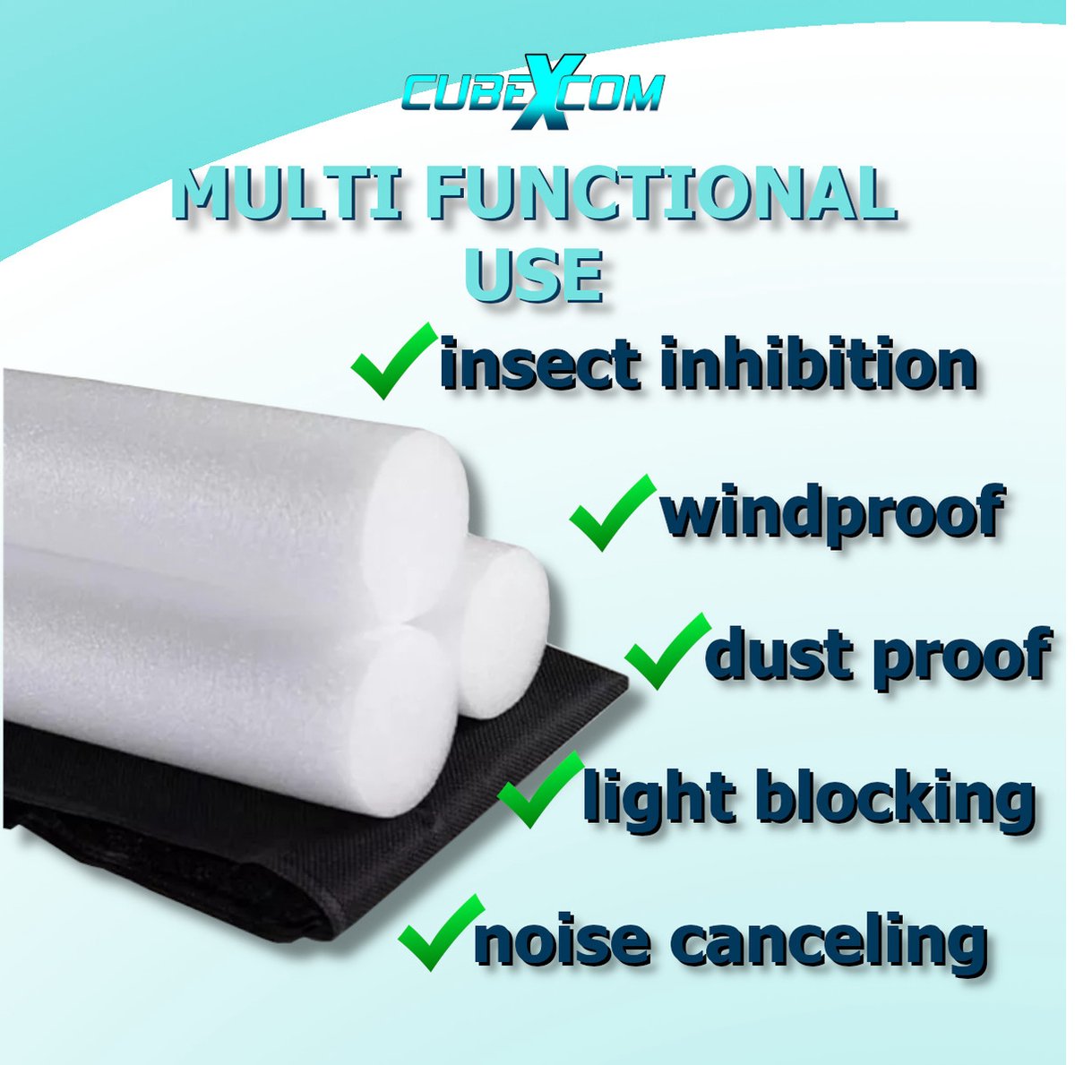 CUBEXCOM® Tochtstopper, Tochtstrips Voor Deuren, Tochtband, Tochtwering, Tochtrol, Klittenbandsluiting Tochtstopper Met Enkele Deur Onderafdichting, Effectieve Deurafdichting Tegen Koude Lucht En İnsecten, 1 Stuks, WIT