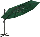 vidaXL - Parasol - 4-laags - met - aluminium - paal - 3x3 - m - groen