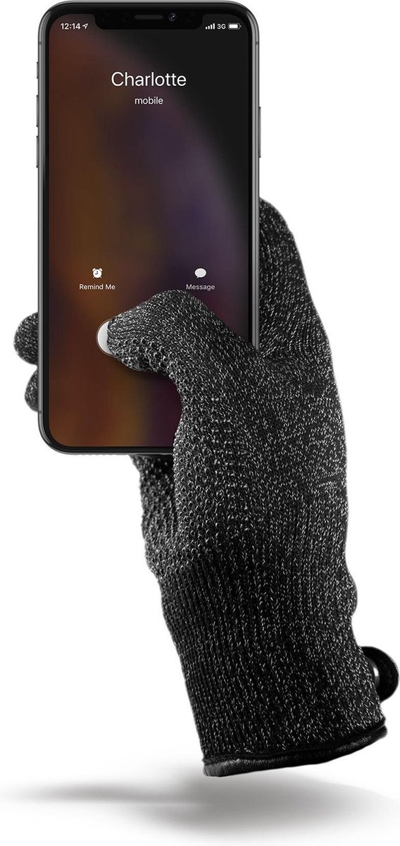 Mujjo Unisex Touchscreen handschoenen Zwart Maat S