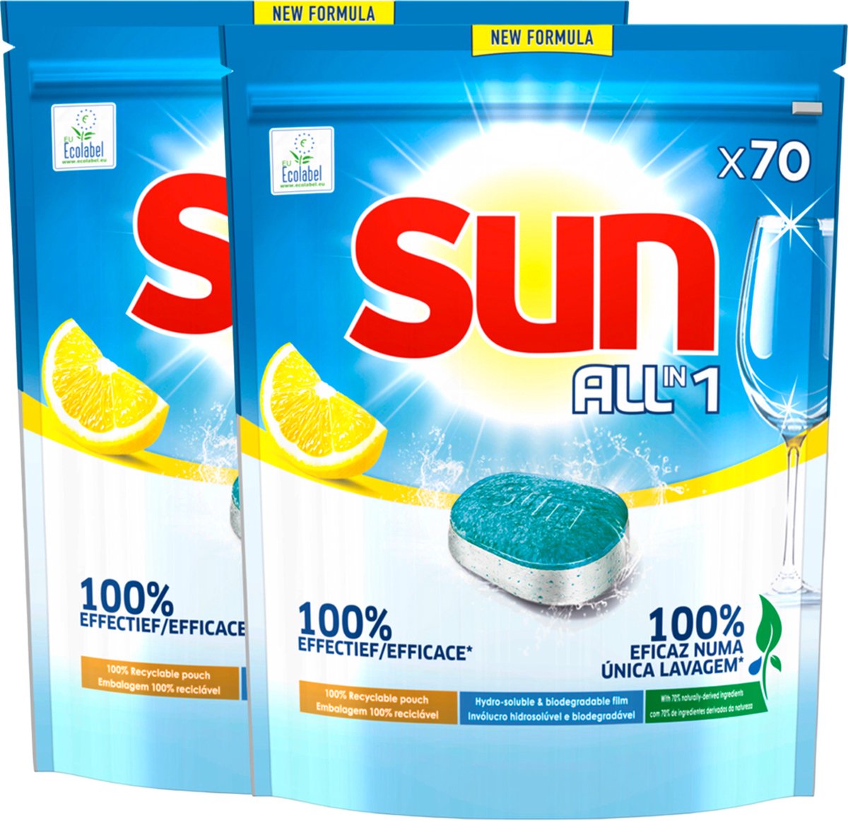 SUN Tablettes lave-vaisselle tout en 1 citron Ecolabel 48