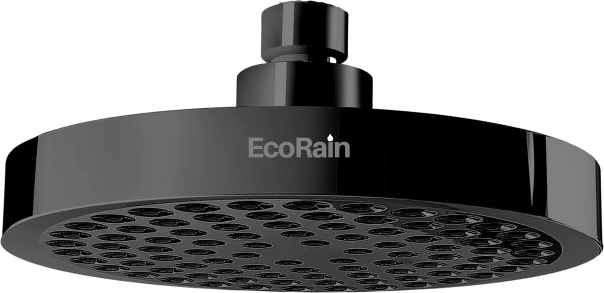 EcoRain© 30% Waterbesparende Regendouchekop Josh 15 CM Rond - Hoge Druk - Universele Aansluiting - Anti-kalk Douchekop - 2 jaar garantie - Zwart