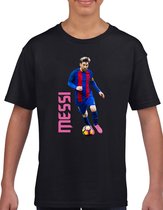 Messi - 10 - the goat - Kinder T-Shirt - zwart text roze - Maat 122 /128 - T-Shirt leeftijd 7 tot 8 jaar - Grappige teksten - Cadeau - Shirt cadeau - verjaardag -