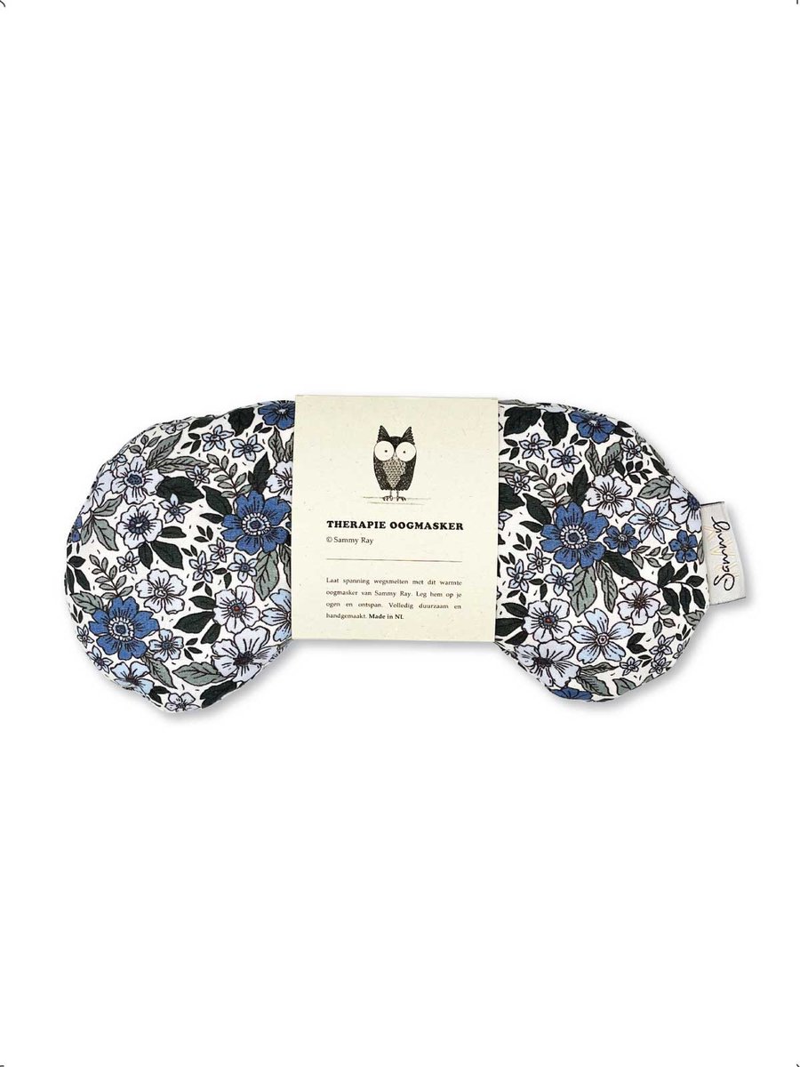 Goedkoopste Oogmasker warmtekussen - Blauwe Vintage bloemen - Duurzaam cadeau - Kersenpitten - Meditatiekussen - Oogkussen - Yoga - Meditatie - Ontspanning - Migraine