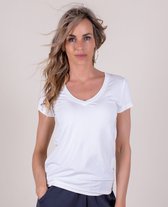 T-shirt femme blanc cassé viscose manches courtes col V - BERLIN | bol.com