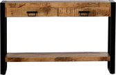 Bijzettafel mangohout Vera 120cm met 2 lades industrieel duurzaam massief hout side table