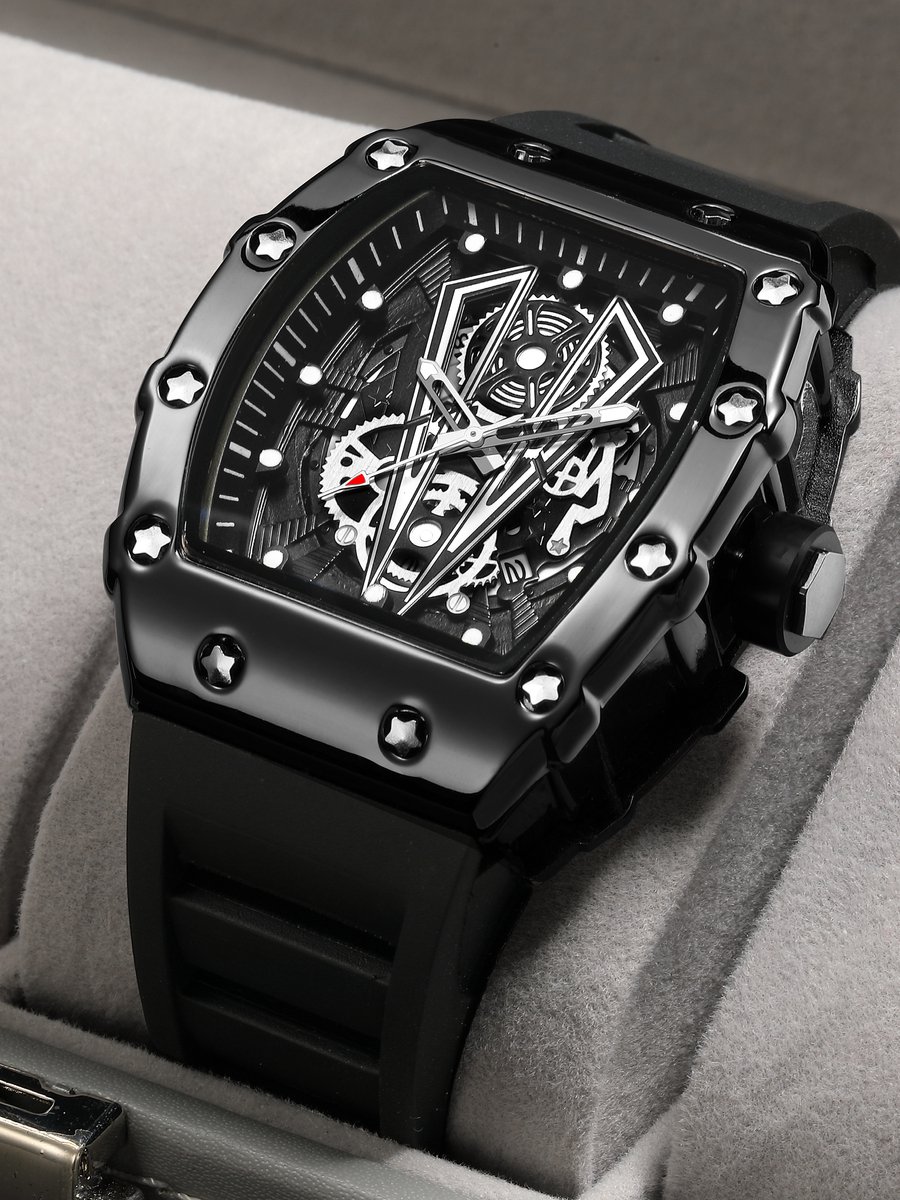 Montre Homme Style Hip Hop - Chronographe, Boîtier Plastique 42mm, étanche 5 ATM