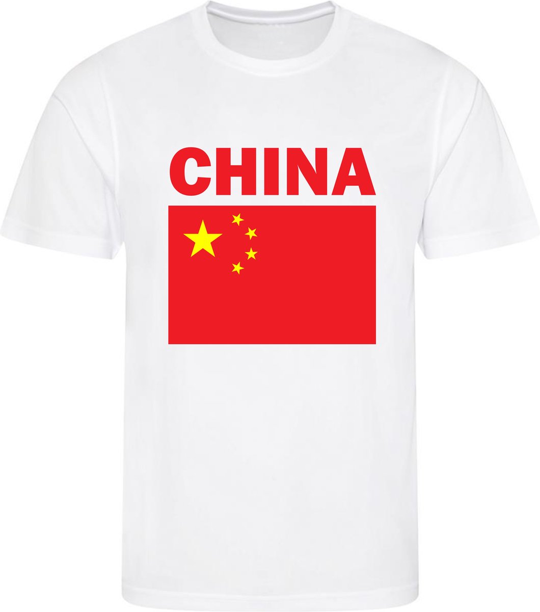 China - T-shirt Wit - Voetbalshirt - Maat: 158/164 (XL) - 12 - 13 jaar - Landen shirts