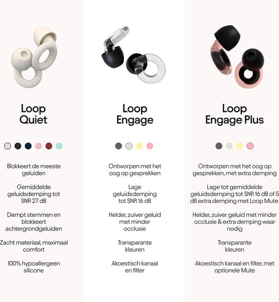 Loop Earplugs Engage - oordoppen - gehoorbescherming (16dB) in XS/S/M/L - subtiel, transparant design - geschikt voor dagelijks gebruik, heldere communicatie, sociale activiteiten, focus en ouders - Dusk - Loop