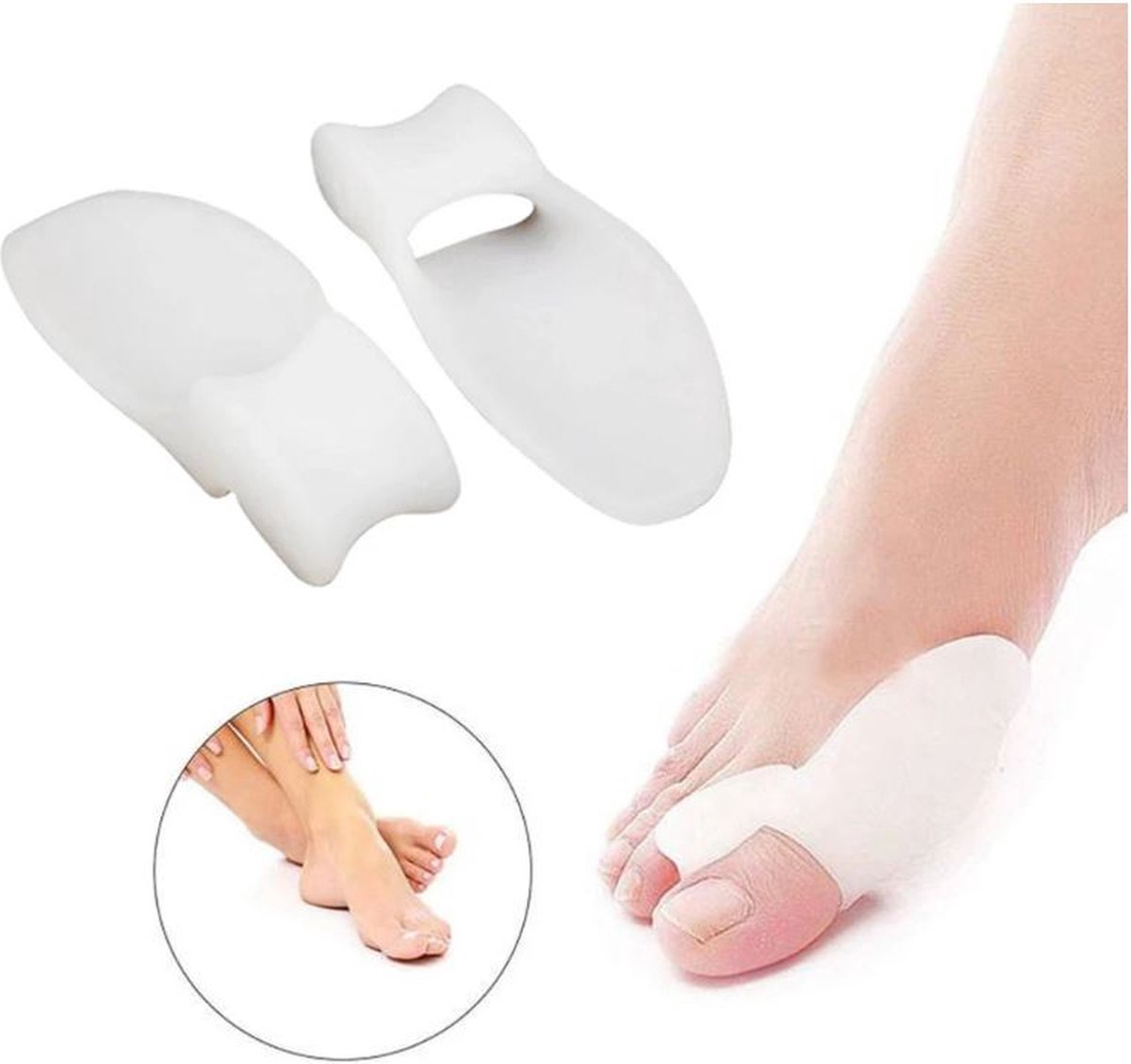 Hallux Valgus - teenspreider - teencorrector - hallux valgus grote teencorrector - Teenscheider wit 2 stuks