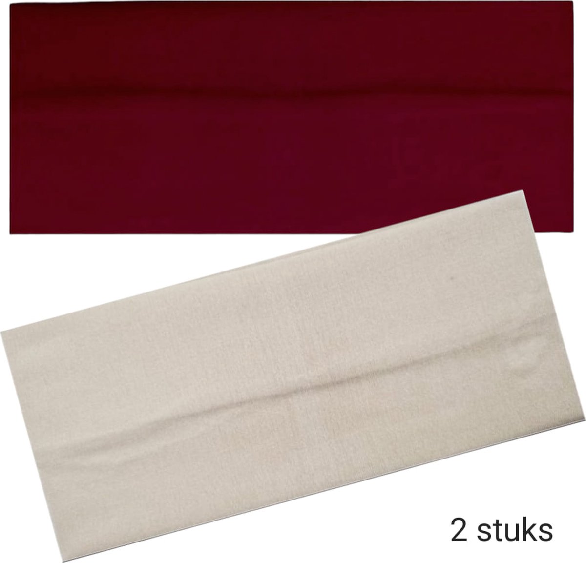 SPORT® - Haarband Hoofdband Basic - 8cm - 2 stuks - 1x Beige / Zand en 1x Donker Rood / Maroon + 4x extra haarelastieken (2x wit / 2x zwart) - Casual Sport Yoga - Stof Elastisch