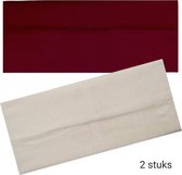 Bandeau Basic - 8cm - 2 pièces - 1x Beige / Sable et 1x Rouge Foncé / Marron - Casual Sport Yoga - Tissu Élastique