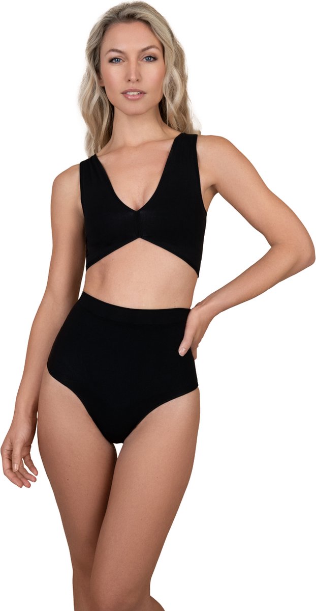 Bye Bra Soft Touch Seamless Mid Waist Brief, Black Zwart
