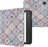 kwmobile flip cover geschikt voor Kobo Libra 2 - Case met magnetische sluiting - Hoes voor e-reader in blauw / oranje / wit - Marokkaanse Tegels Bont design