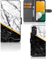 Mobiel Case Geschikt voor Samsung Galaxy A14 4G GSM Hoesje Marble White Black