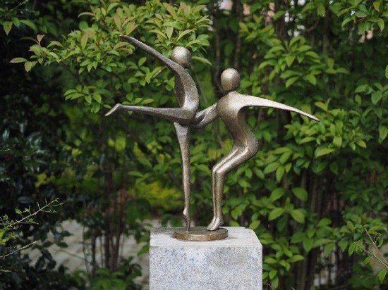Tuinbeeld - bronzen beeld - Absract danspaar - Bronzartes - 57 cm hoog
