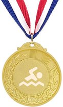 Akyol - zwemmen medaille goudkleuring - Zwemmen - beste zwemmer - gegraveerde sleutelhanger - zwemmen cadeau - zwemdiploma cadeau - sport - gepersonaliseerd - sleutelhanger met naam