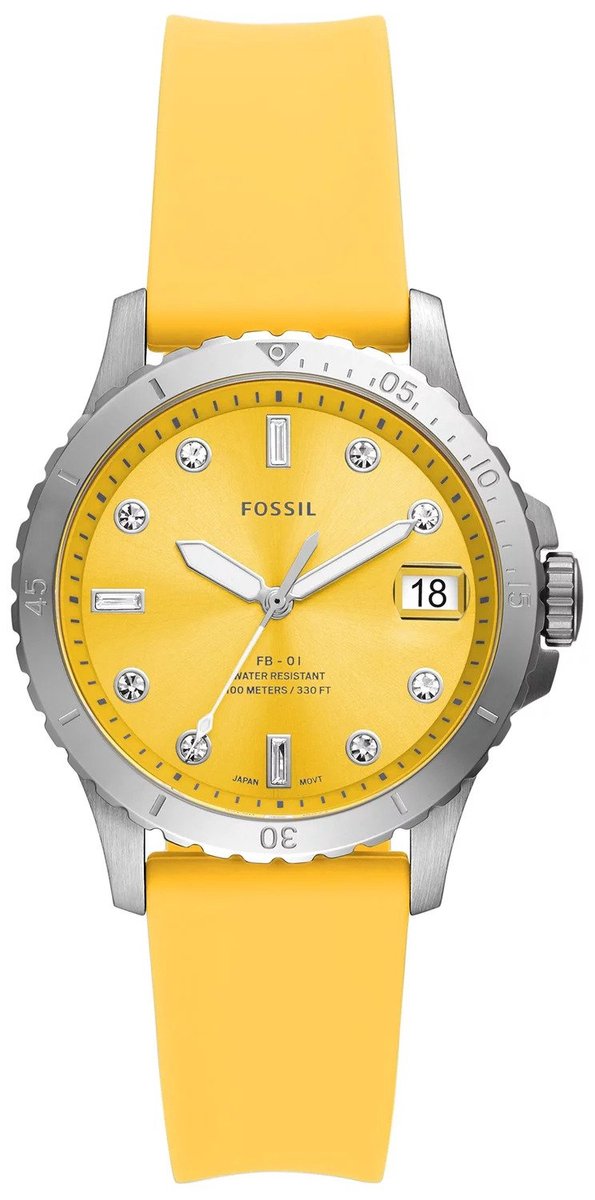 Fossil Fb-01 ES5289 Horloge - Siliconen - Geel - Ø 36 mm