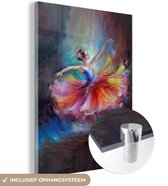 MuchoWow® Glasschilderij 60x80 cm - Schilderij acrylglas - Schilderij - Olieverf - Dans - Ballerina - Foto op glas - Schilderijen