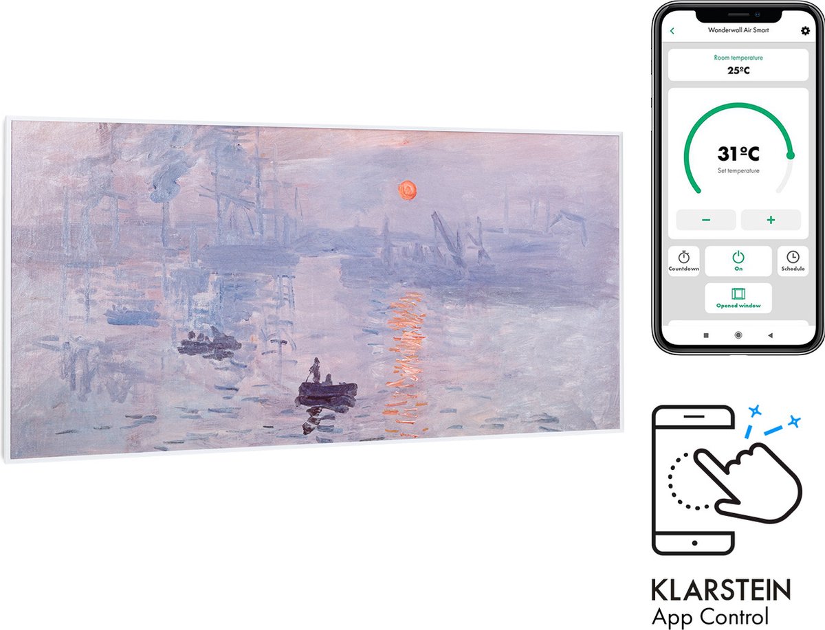 Klarstein Wonderwall Air Art Smart Pannello Radiante Infrarossi 120x60cm  700W App Levar del Sole 120 x 60 cm / Design: Sun Rise