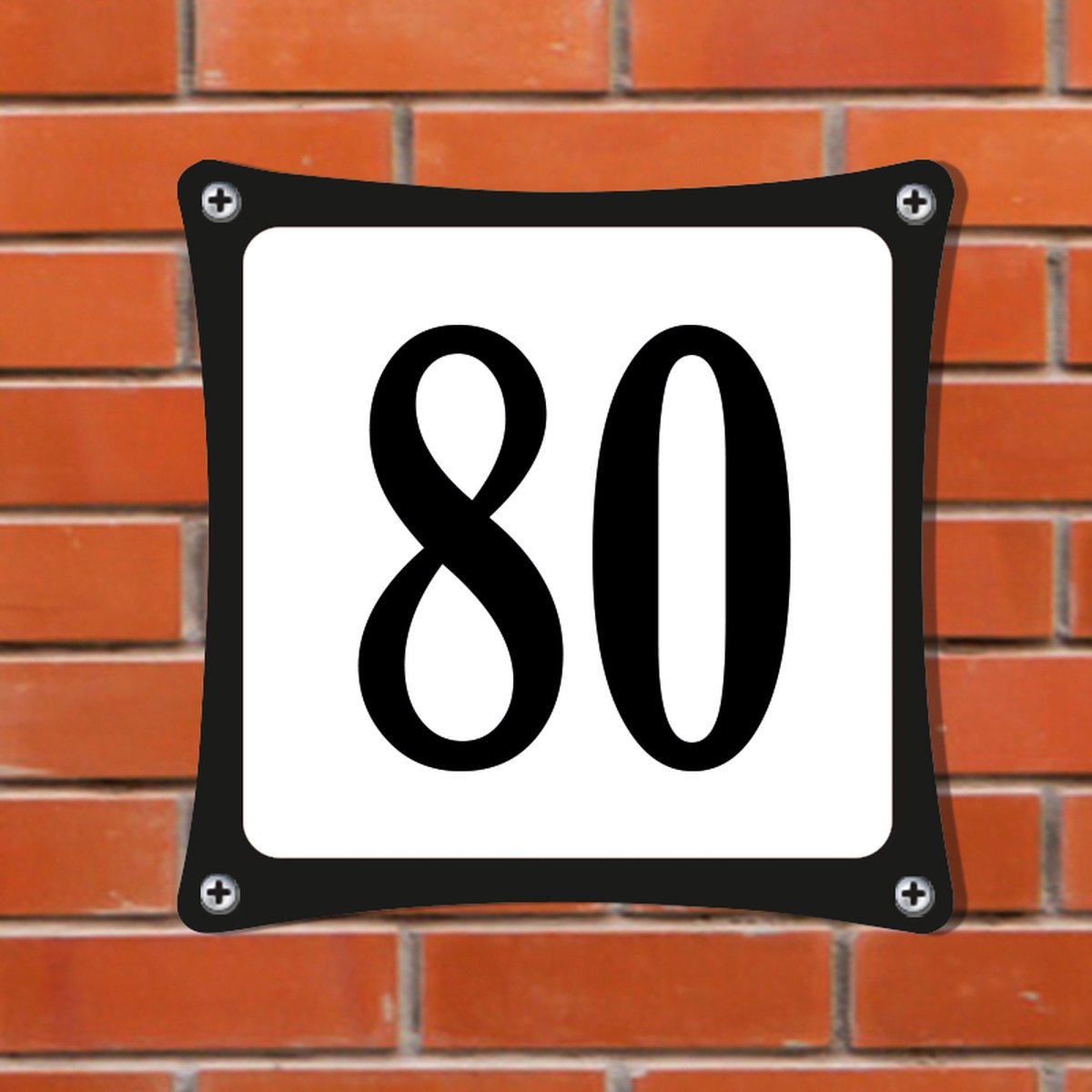 Namengigant Huisnummerbord Emaille-Look - Nummer 80 - Standaard - 10 x 10 cm | incl. schroeven