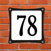 Namengigant Huisnummerbord Emaille-Look - Nummer 78 - Standaard - 10 x 10 cm | incl. schroeven