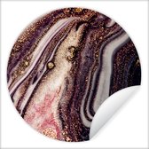WallCircle - Stickers muraux - Cercle de papier peint - Marbre - Rose - Goud - Glitter - Aspect marbre - ⌀ 120 cm - Cercle mural - Autocollant - Sticker papier peint rond XXL