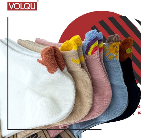 VOLQU® - PAT - 5 Paar - Premium Katoen Sokken - Sneakersokken Dames - Maat 35-38 - Mix Clour