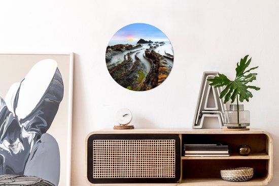 WallCircle - Stickers muraux - Cercle de papier peint - Brouillard - Rochers - Water - Nature - 30x30 cm - Cercle mural - Autocollant - Autocollant papier peint rond