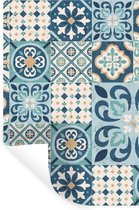 Muurstickers - Sticker Folie - Bloemen - Blauw - Design - Tegel - 20x30 cm - Plakfolie - Muurstickers Kinderkamer - Zelfklevend Behang - Zelfklevend behangpapier - Stickerfolie