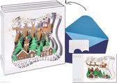 Popcards popupkaarten – Lieve witte 3D-kerstkaart box – pop-up kerstkaart 3D wenskaart