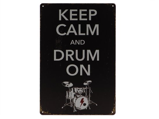 Wandbord – Mancave – Drums - Drummer – Vintage - Retro - Wanddecoratie – Reclame bord – Restaurant – Kroeg - Bar – Cafe - Horeca – Metal Sign - 20x30cm