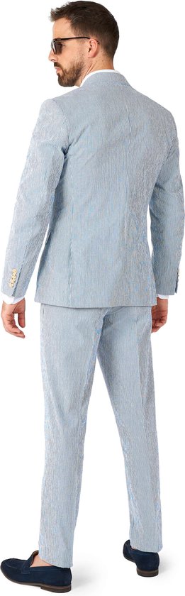 OppoSuits Daily Seer Sucker - Costume décontracté pour homme - Tenue décontractée chic - Pantalon et blazer inclus - Blauw - Taille : UE 52