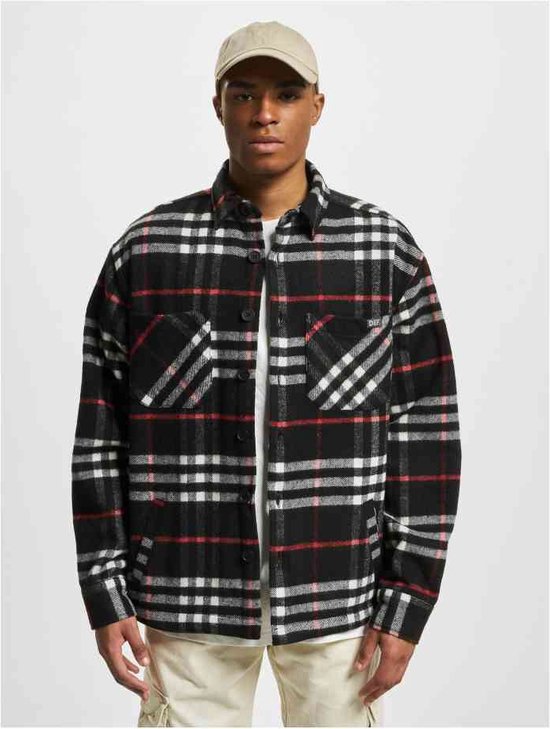 DEF - Woven Shaket Overhemd - XL - Zwart/Rood