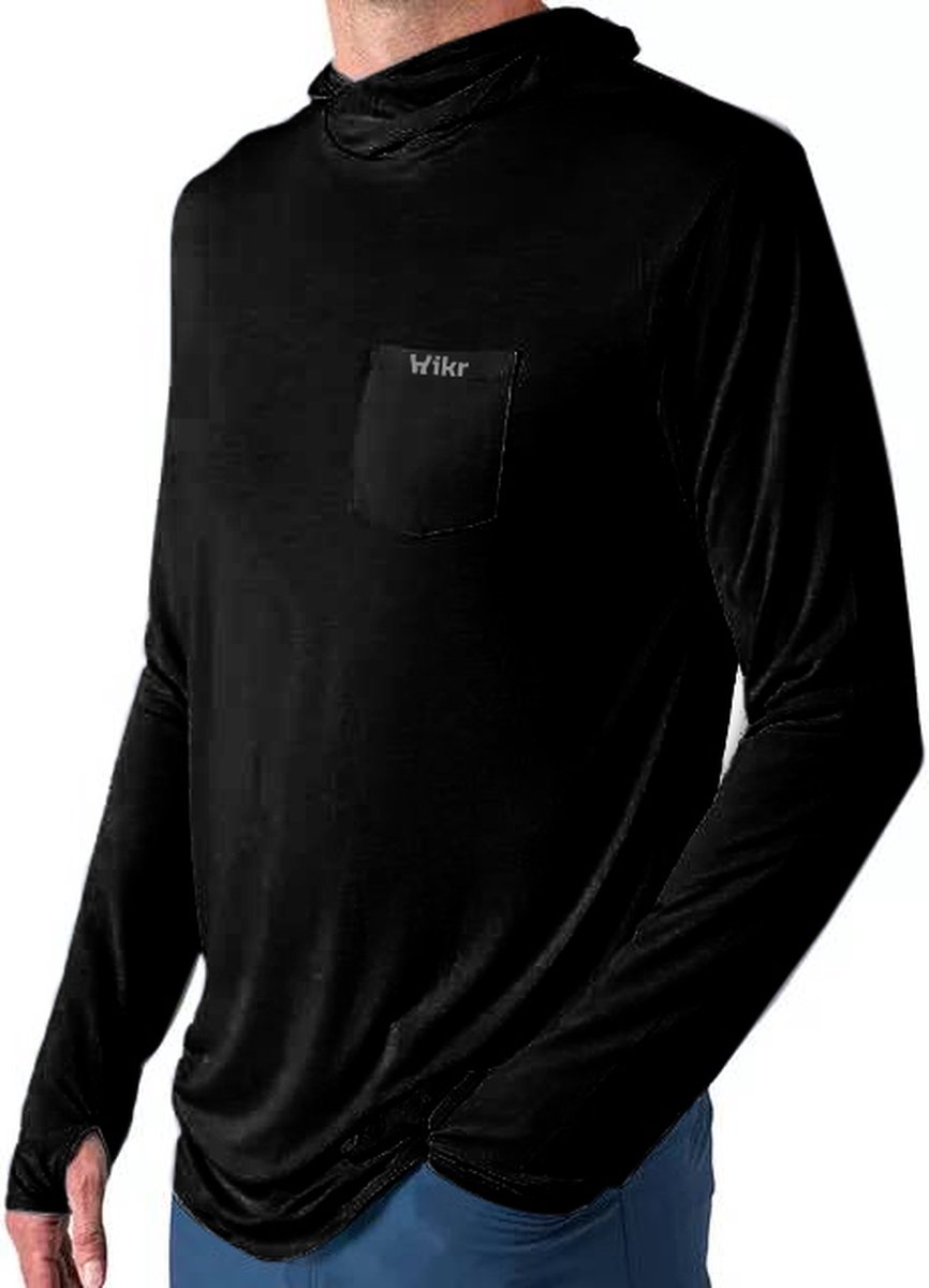 Hikr® Sunblock UV Shirt UV werend Hoodie tegen zonlicht Hiking & Wandelen Zwart