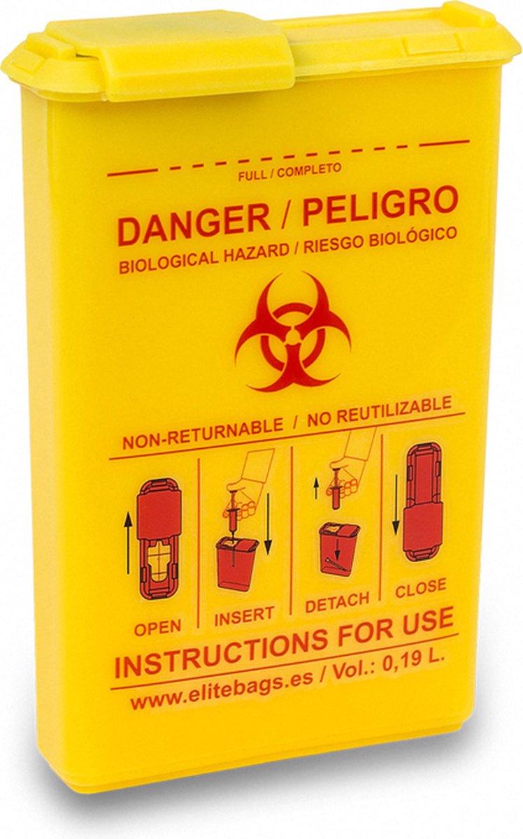 Gevaar Biohazard Container Zakformaat - Verpleegkundige Accessoires - Naaldcontainer - Zorg