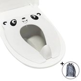 ZoeZo - Panda Toiletbril - Wit - Opvouwbaar - Incl. opbergtasje - Kinderen - Hygiënisch - WC- bril verkleiner - Zindelijkheidstraining - Toilettrainer - Toilet zitje