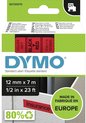 DYMO D1 - Standard Étiquettes - Noir sur rouge - 12mm x 7m