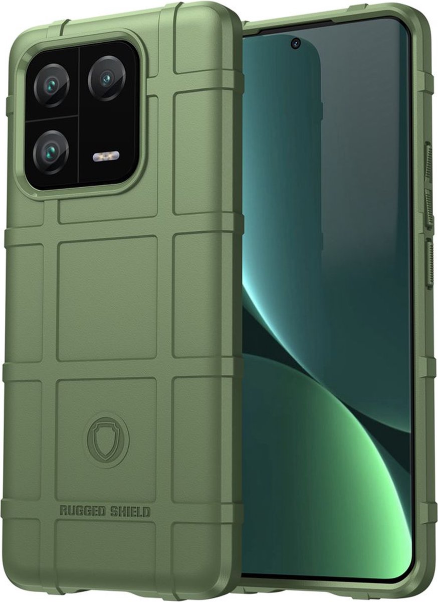MobyDefend Hoesje - Geschikt voor Xiaomi 13 Pro - Rugged Shield TPU Backcover - Groen
