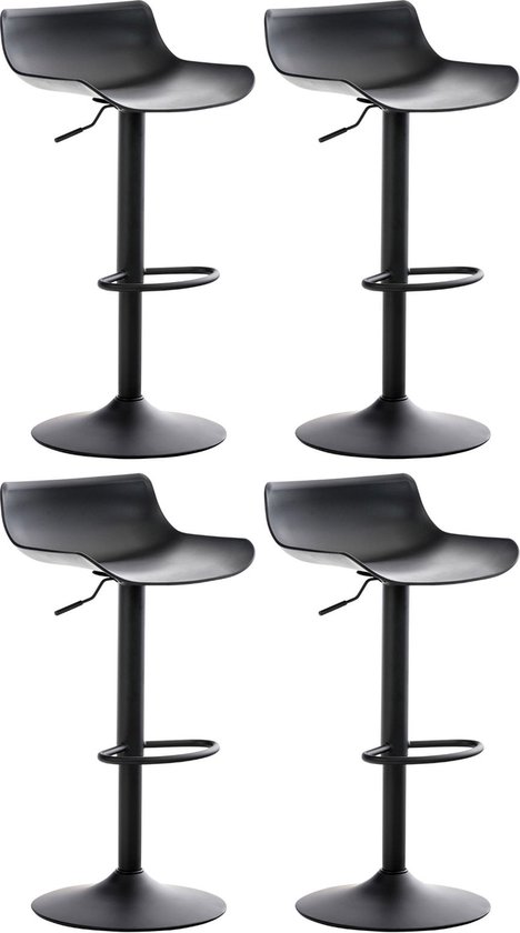 CLP Aveiro Set van 4 barkrukken - Verstelbaar - Industrieel - Kunststof - zwart