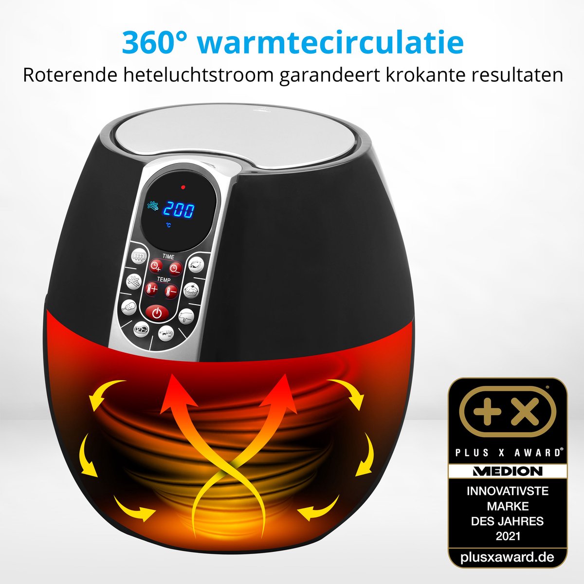 MEDION friteuse, ca. 1500 watt, digitaal bedieningspaneel, totale inhoud 4 liter, olievrij frituren, 30 min timer, oververhittingsbeveiliging, MD17320 zwart — afbeelding 5