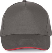 Casquette/Casquette K-up 5 Panel avec bordure contrastante Gris Ardoise / Rouge - Taille Unique