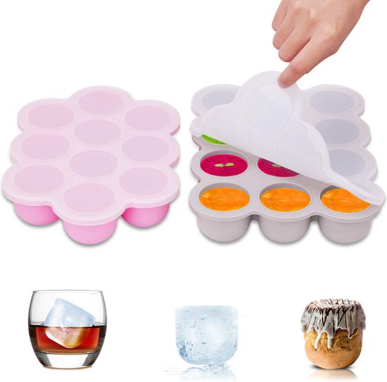 2 Stuks Siliconen Vriesvorm Met Deksel - Super Cubes Voor Soep, Saus En Babyvoeding