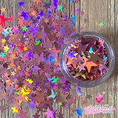 GetGlitterBaby® - Roze Sterren Chunky Festival Glitters Sterretjes voor Lichaam en Gezicht / Face Body Glitter Jewels - Oud Roze / Pink