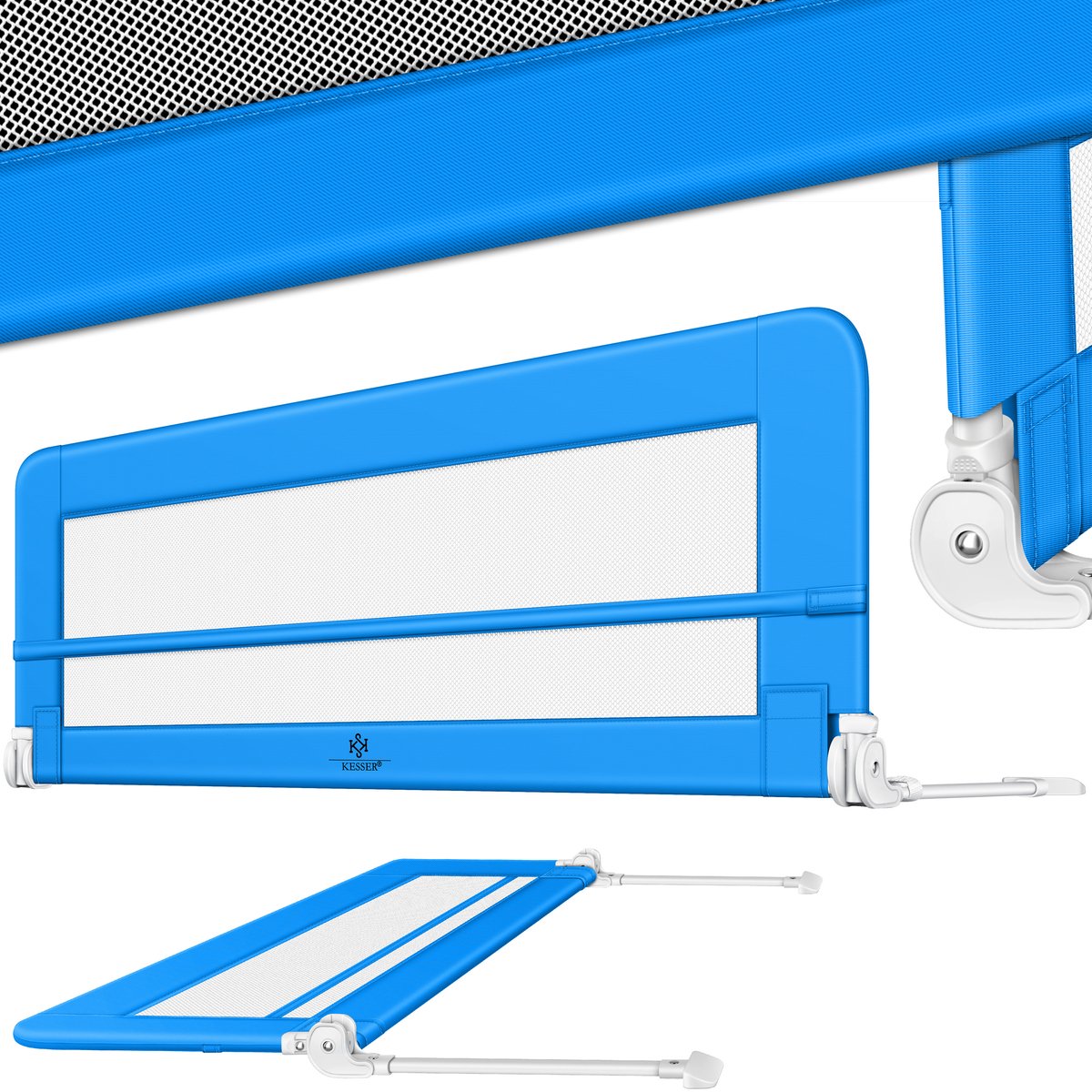 KESSER® bedhekje - Kinderbedhek - Bedhek - Babybedhek Valbeveiligingsbed voor Bed & boxspring - 120 cm, Blauw