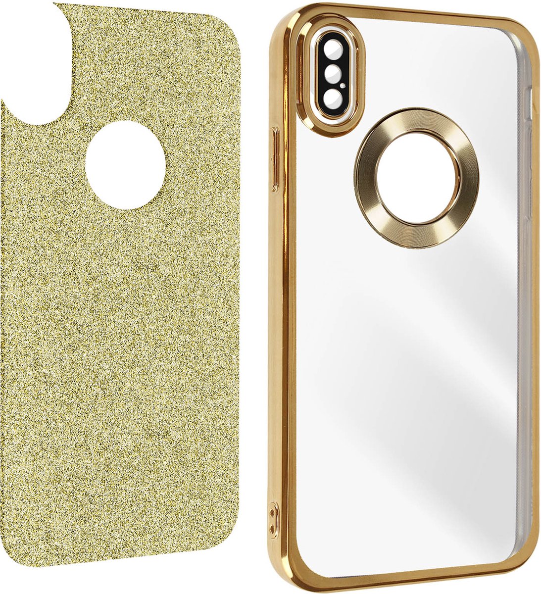 Protecam Spark Series afneembare glitterhoes Geschikt voor Apple iPhone XS Max Goud