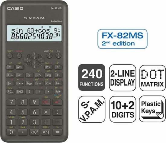 Casio fx-82MS-2 - Wetenschappelijke rekenmachine - Casio
