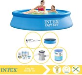 Intex Easy Set Zwembad - Opblaaszwembad - 244x61 cm - Inclusief Afdekzeil, Onderhoudspakket, Zwembadpomp, Filter en Stofzuiger